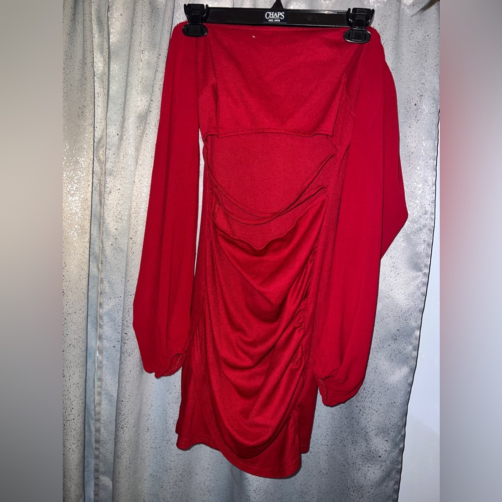 Burgundy Crisscross cut out dress
